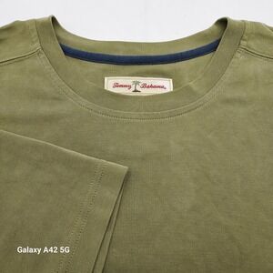Tommy Bahama Mens Olive Green Tencel Polyester Blend Crew Neck T Shirt Size XXL